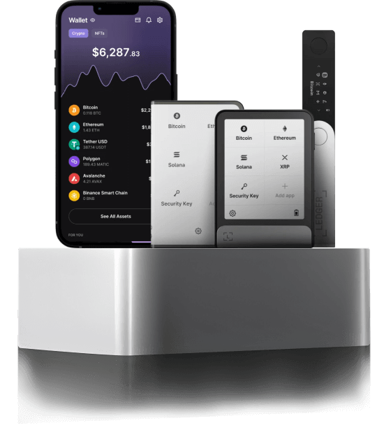 Ledger Hardware Wallet Product Display - Ledger Stax and Ledger Flex Touchscreen Wallets
